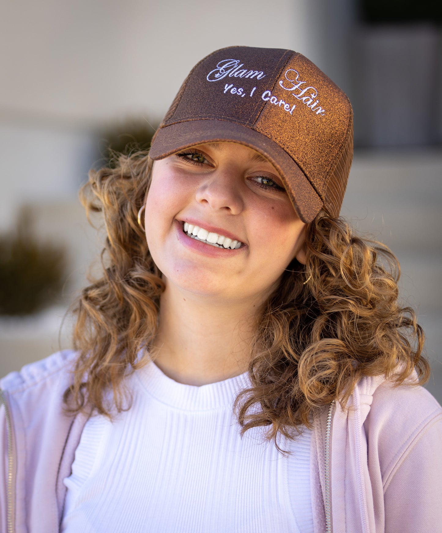 Glam Hair Glitter Ponytail Trucker Hat