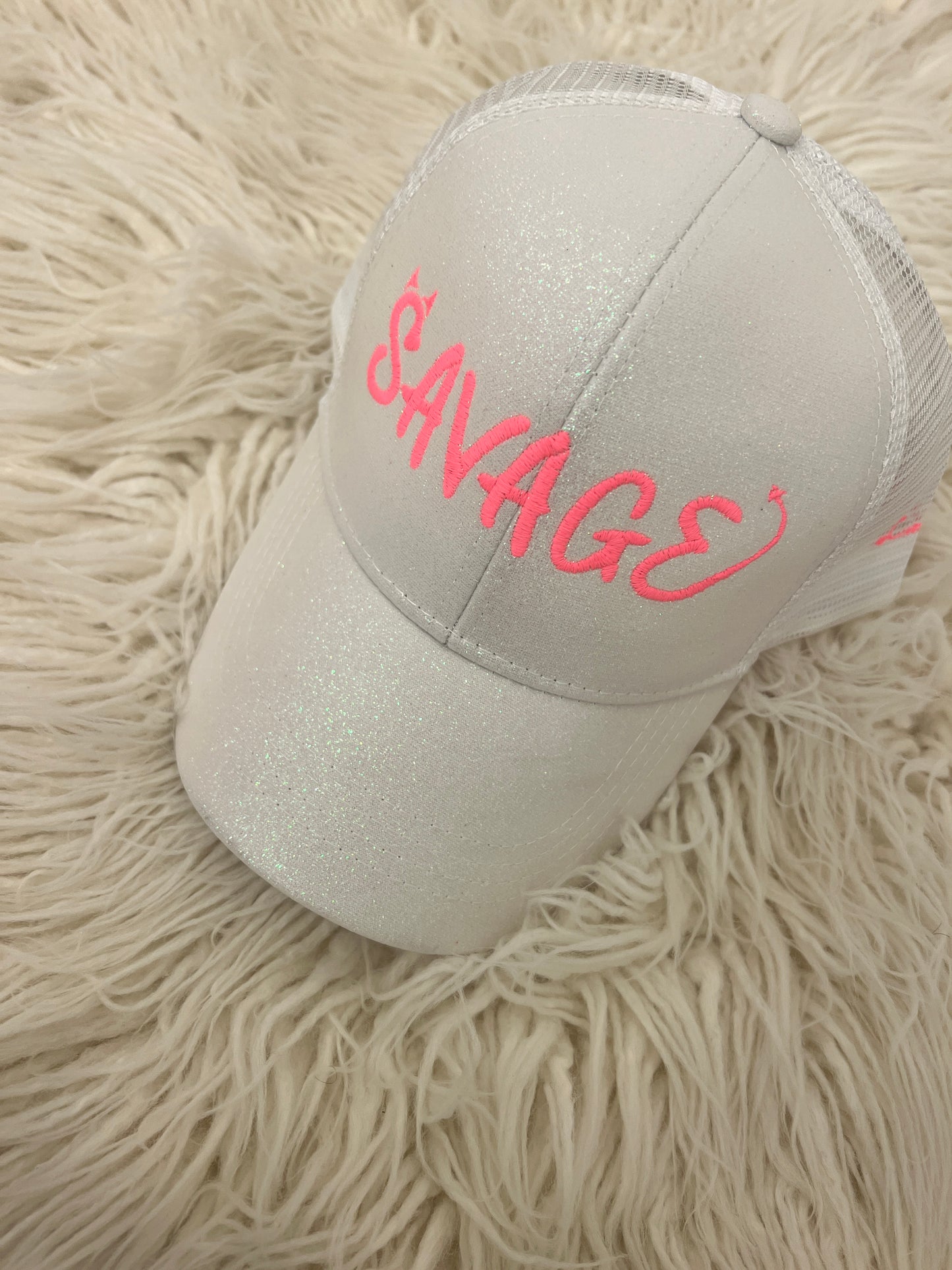 Savage Glitter Ponytail Trucker Hat