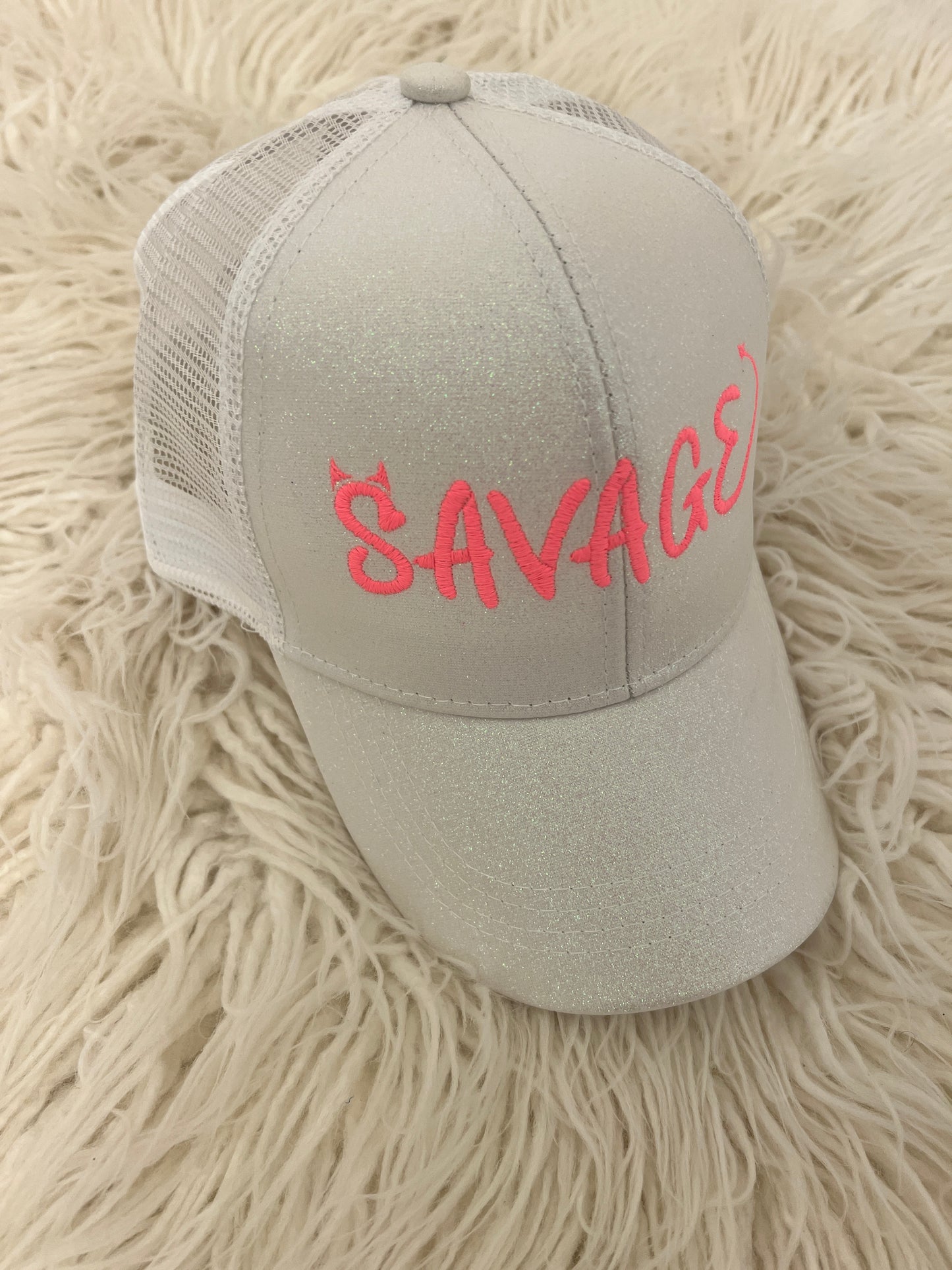 Savage Glitter Ponytail Trucker Hat