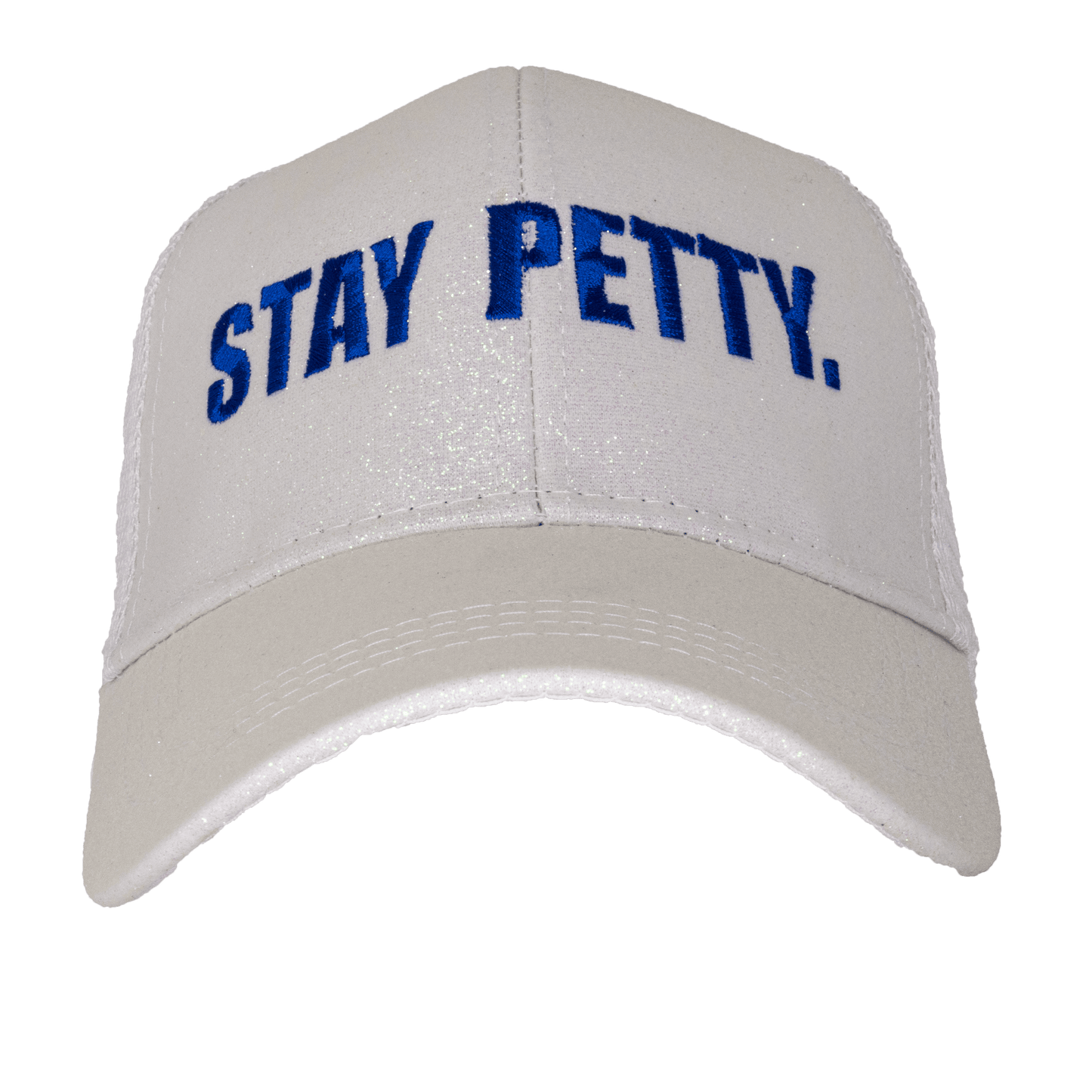 Stay Petty Glitter Ponytail Trucker Hat